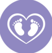 icon of baby feet inside of a heart shape